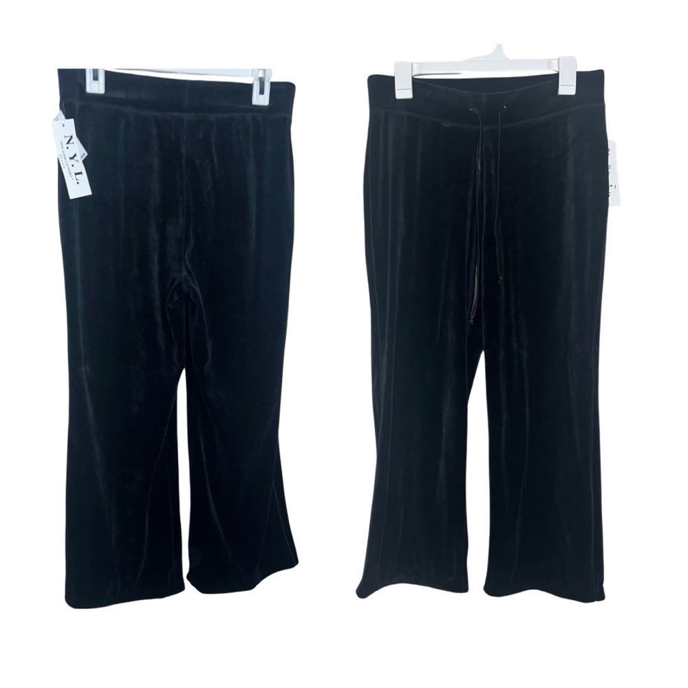 New York Laundry Petite Pants Black Pull On Velour Size Petite Large NWT